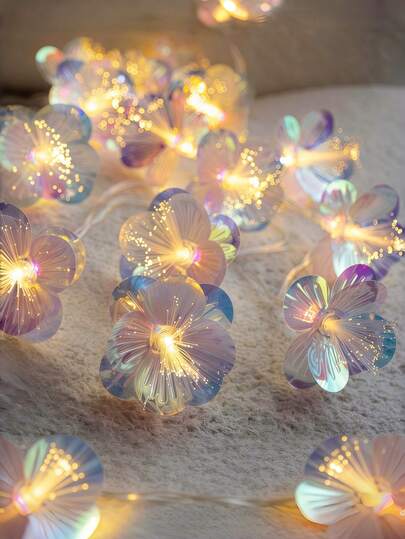 9.8ft 10/20 LED Artificial Flower Garland String Lights, Battery Powered, Suitable For Wedding, Birthday Party, Room, Garden, Gift, Easter Decoration