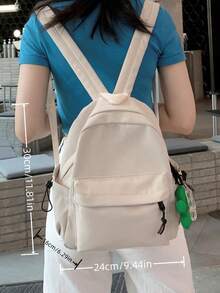 女士大容量轻便尼龙背包，适合日常使用 - 白色 - 查看 6