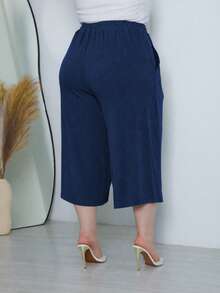Women's Plus Size Pantacourt Style Casual Pants, Super Cool And Comfortable, Sizes G1 To G6 - 藏蓝色 - 查看 2