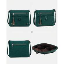 Large Crossbody Purses For Women Crossbody Bag, Designer Leather Cross Body Purses Multi Pocket Shoulder Bag - 深綠色麂皮風格 - 查看 7
