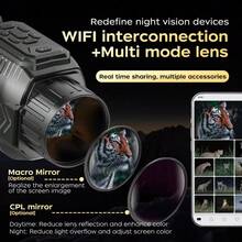 Night Vision Goggles, 4K Night Vision Goggles, Monoculars, Infrared Night Photography, Wi-Fi Connectivity, Rechargeable, 28x Digital Illumination, 4K Photography, 68MP Images, Night Vision. - 黑色 - 查看 3