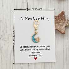 12个/6套星月合金钥匙扣和口袋拥抱卡片钥匙圈套装，适合作为斋月礼物、开斋节礼物，附赠鼓舞人心、温馨的卡片留言。