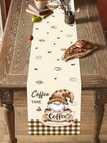 1pc Brown Gnome Table Runner,Gnome Design Table Cloth,Festive Dining Table Cover,Decor For Home,Holiday Decoration For Kitchen , Dining Decor Table Runner,Valentine's Day Decor,Holiday Gift - Coffee Doll - View 6