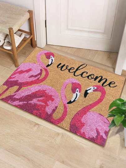 1pc Pink Flamingo Welcome Doormat, Easy To Clean Summer Tropical Bird Entrance Mat, Suitable For Entryway, Bathroom, Bedroom Home Decor, Small Rug, Carpet, Outdoor Mat, Garden Mat, Living Room Carpet, Doormat, Small Rug, Welcome Mat, Carpet, Floor Mat, Outdoor Doormat, Kitchen Rug, Home Decor, Front Door Mat, Area Small Rug, Outdoor Mat, Home Decor, Area Rug, Garden Carpet, Washable Carpet,Valentines Gift,Valentine's Day,Valentine's Day Decor,Home Decor,Rug For Bedroom,Welcome Door Mat,Alfombras Para La Sala,Kitchen Mats For Floor,Door Mat Outdoor,Mardi Gras Decorations,Pink Flamingo Mat,Tropical Summer Rug,Easy-Clean Doormat,Entryway Welcome Mat,Garden Outdoor Mat,Bathroom Floor Rug,Tropical Bird Decor