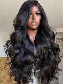 200% Density 34Inch 13x4 Body Wave Lace Front Wigs Blended Human Hair Pre Plucked 13x4 Frontal Wigs Human Hair HD Lace Body Wave Wig 100% Human Hair Wigs For Women Black Color - Natural & Black - View 4