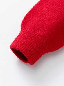 mini bala 2-6岁儿童羊毛混纺毛衣，柔软舒适，可爱设计，适合2026年冬季新年 - 紅色 - 查看 12