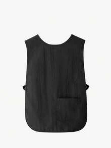 Minimalist Apron Vest With Adjustable Waist Strap, Front And Back Pockets For Convenient Storage, Suitable For Baking, Painting, Bubble Tea, Hot Pot, Catering, Etc. (Black) - Black - View 6