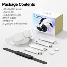 适用于 Quest 3S/ Quest 3/Quest 2 的可调节头带，可替换原装头带，增强支撑和舒适度，VR 头显配件，兼容 Oculus Meta Quest 3 头带，减轻面部压力，无需电池，增强支撑，可调节，舒适头带，礼品装 - 白色 - 查看 12