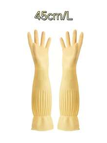 21.65 Inch/55cm Waterproof Extra Long Cleaning Gloves - Non-Slip Reinforced - Gloves For Cleaning Pond Soil - Extra Long Household Rubber Gloves For Dishwashing (Dishwasher/Aquarium/Washing Machine ) - Red - View 14