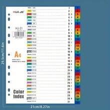 60pcs A4 Colorful Plastic Index Sheets 10/12/21/31 Pages Labeling Paper Binder Separators, Easy To Locate – Essential For Student & Office Organization - Multicolor - View 2