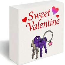 Sweet Valentine Decorative Wooden Box - Festive Valentine's Day Gift Box With Red Heart Graphics, Keychain & Heart Charm, Ideal For Storage Or Gifting, Simple And Cute Design - White - View 6