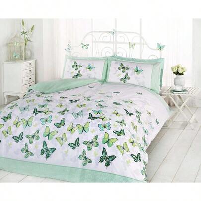 Flutter Dreams Duvet Cover Set – King Size (230x220cm) With 2x Matching Pillowcases (50x75cm) | Beautiful Butterfly Print In Green Or Pink | Soft, Durable & Breathable Polycotton (50% Cotton, 50% Polyester) | Easy-Care, Machine Washable & Long-Lasting | Perfect For Fresh & Cheerful Bedroom Décor | UK Brand | Fast Dispatch