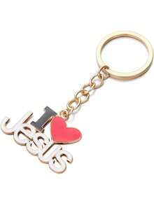 1pc Keychain "I Love Jesus" Heart Pendant Keychain - Durable Alloy Christian Ornament, Exquisite Religious Prayer Gift For Men Women, Ideal For Independence Day Easter Decor - Nhiều màu - Xem 6