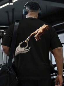 Oversized T-Shirt For Gym Streetwear, Trenbolone Print, GYM RAT, Premium Fabric, Comfort, Adam's Hand Design, High Quality, Workout, Running, Juice - 黑色 - 查看 1