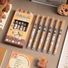 Capybara Cute Retractable Pens Gel Ink Pens Cute Pen, 0.5mm Black Ink Writing Pen Office Supplies, Large-Capacity Multi-Layer Pencil Case, Back To School Supplies Essentials Office Supplies Valentine's Day Gifts - Multicolor - View 11