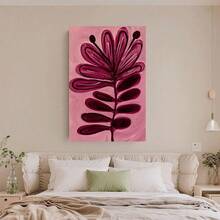 Framed Canvas Poster Print Wall Art 1pc Pink And Burgundy Abstract Wall Art - Scandinavian Modern Minimalist Vertical Flower Painting, Soft Mauve & Blush Pink Ink Print Suitable For Bedroom, Living Room Decor, Housewarming Gift, / Wrapped Frame - Framed - 查看 5