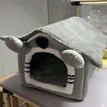 1件装宠物别墅，宠物屋，毛绒猫狗床，室内/室外两用加热垫，半封闭式猫床，宠物安全，秋季猫帐篷，保暖狗床，猫床，狗屋，四季宠物床，猫别墅，小型犬，博美犬床 - 圣诞礼物，兔子床，灰色长耳兔床，可拆卸可水洗，狗屋，猫屋 - 多色 - 查看 14