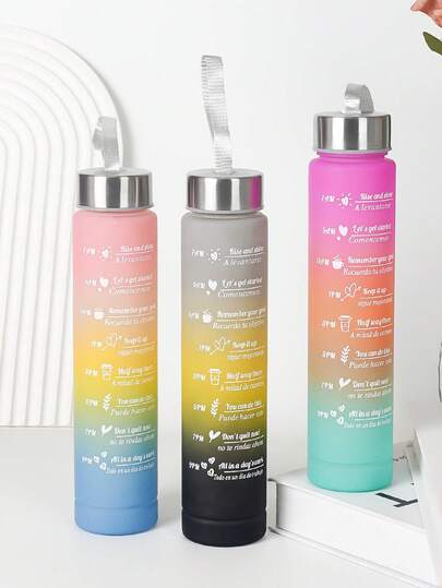 1 st 300 ml/10 oz plastvattenflaska, bärbar med lock och rem, flera färger tillgängliga, lämplig för utomhusbruk, camping, gym, högtider och födelsedagspresenter