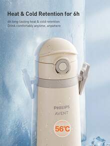 Philips Avent 16.9oz Stainless Steel Kids Water Bottle With Straw, 6-Layer Insulation, 360° Leak-Proof, 59-Inch Shoulder Strap, Suitable For Home And School Use