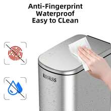 2.6 Gallon Slim Bathroom Trash Can With Soft Close Lid, 10L Stainless Steel Garbage Can With Removable Liner Bucket, For Narrow Spaces,Bathroom, Bedroom (Silver) - 銀色 - 查看 5