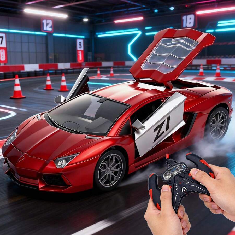 con apertura de puertas con un solo toque,Este coche de carreras teledirigido a escala 1:16 es perfecto para principiantes y niños.Incluye control remoto y es un regalo ideal para niños/niñas de 6 a 12 años, así como para Navidad y cumpleaños,Motor de potencia fuerte, ¡explota la sensación de aceleración instantáneamente!Velocidad regulable en múltiples niveles + dirección sensible, diseño de chasis de coche de carreras realista, ¡cada maniobra es increíblemente satisfactoria! - Rojo - Ver 1