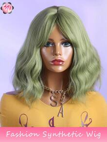 女士绿色假发 12英寸短款绿色假发 卷曲波浪可爱合成柔软假发 圣帕特里克节派对卷曲波浪绿色假发 女士波波头刘海假发 合成假发 Cosplay 合成纤维假发 耐热替换假发 - 草綠色 - 查看 13