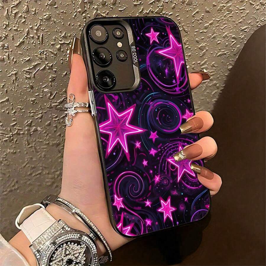 Estrellas de neón que se arremolinan en la oscuridad cósmica, vibrantes y brillantes. Esta elegante funda es compatible con los modelos 17, 16, 15, 14 Pro Max, 13, 12, 11, XR y XS Plus. Fabricada en silicona TPU, ofrece protección contra golpes y caídas, además de una sensación superior. Es un regalo ideal para familiares, amigos y seres queridos. - Negro - Ver 1