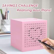 S Chenge Money Bank Wooden Cash  Box With $2000 Goal Piggy Bank For And Adults Pink - 45 inch - Xem 4