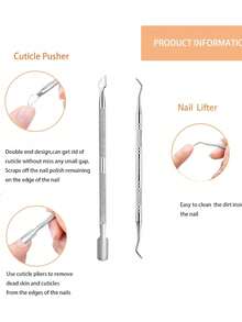 7件套美甲工具套装：指甲锉、角质钳、指甲分离器、角质修剪器、角质推、清洁刷、指甲提拉器，专业粉色美甲护理套装，精准修剪手指甲和脚趾甲，弧形刀刃，专业角质钳 - 彩色 - 查看 6