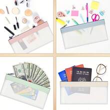 19.3 X 9.4 Cm Zipper Cash Envelope, Cash Wallet, Transparent Bank Deposit Bag, 4 Colors Multi-Purpose Check Wallet - Multicolor - View 4