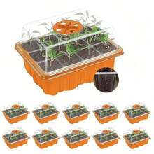 5/10pcs Seed Starter Tray Kit With Lids, Adjustable Humidity Vents, Transparent Tray And Raised Dome Cover, Suitable For Greenhouse And Garden, Mini Propagation Plant Growing Greenhouse Kit With Humidity Dome And Seed Germination Base - Multicolor - View 1