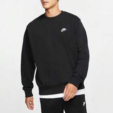 Nike Sportswear Logo Crew Neck Casual Sweatshirt, Spring, Men, Black