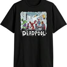 Deadpool Mens T-Shirt - Deadpool Is All The Avengers Cartoon Sketch Image - Black - View 1