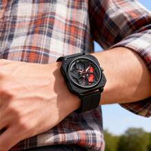 1PC 原装旋转男士手表，黑色时尚硅胶表带，运动男士腕表，3巴石英机芯，顶级男士手表 - 均碼 - 查看 5