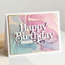 1pc Happy Birthday Metal Cutting Die, Suitable For Scrapbooking, Embossing, Handmade Card Making, Gift Card Crafting - Silver - View 3