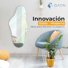 Espejo de Pared Asimétrico en Forma de Nube, Marco de Aluminio Moderno, 110 x 50 cm, Diseño Irregular sin Marco, Ideal para Sala, Recámara, Baño o Vestidor - como se muestra en la figura - Ver 8