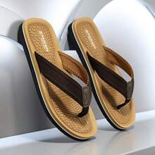 Men's Summer Flip Flops, Comfortable Shock-Absorbing Lightweight Slippers Suitable For Indoor, Outdoor, Home, Bathroom, Beach - Brown - View 2