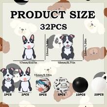 25/32 piezas Nuevo juego de cuentas de silicona con diseño de cachorro 3D lindo - Tonos de piel, rojo ladrillo, negro, blanco, naranja con forma de cachorro - Cuentas con diseño de personajes animales adorables - Ideal para llaveros DIY, collares, pulseras, bolígrafos decorativos, joyería y artesanía de colgantes - Adecuado para regalos de vacaciones y cumpleaños - Serie de perros de compañía - Ver 16