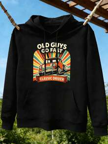 Hoodie mit Vintage-Auto-Motiv, klassischer Fahrer-Baumwollstoff, Streetwear-Hip-Hop-Stil, bequem, strapazierfähig, auffälliger Print