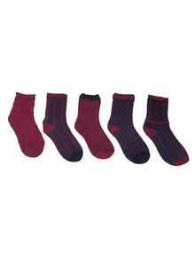 5 Pairs Angora Red Cuffed Mid-Calf Women's Socks, Polka Dot Pattern, Versatile Japanese Style, Random Delivery