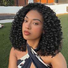 14-Inch Half Wig, Synthetic Fiber, 3-In-1 Curly Half Wig, With Adjustable Drawstring, Seamless Flip Edge, Suitable For Beginners, Wavy Hairstyle. - Multicolor - View 1