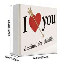 Decorative White Rectangular Box With  Face, Bold Black 'I You' Text, Red Heart With Golden Arrow, Small Black 'destined For This Life' - Romantic Affectionate Keepsake For Fated Love Gift - White - View 5