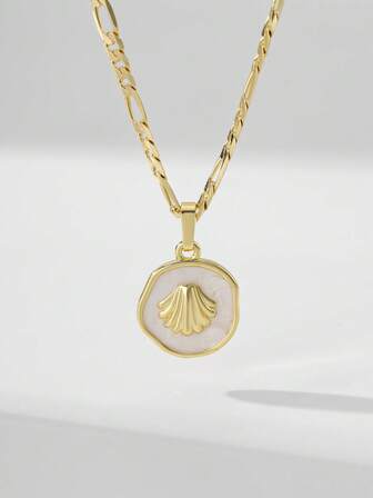 1pc Vintage Copper Shell Pendant Necklace, Limited Edition, Suitable As Gift For Christmas, Thanksgiving, Halloween, Mother's Day, Valentine's Day, Friends, Communion, Daily Wear, Prayer