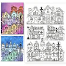 City Street Landscape Clear Stamps House Transparent Stamps Building Pattern Silicone Clear Stamp Seals For DIY ScrapbooFKing Photo Album Decoration, 4.3x6.3inch - Cảnh quan đường phố - Xem 1