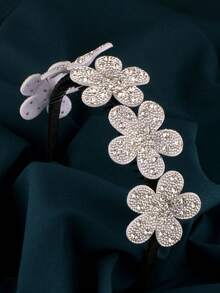 Nuevo diadema floral con 5 flores adornadas con cristales de estilo barroco, elegante para fiestas, uso diario, regalo, accesorio de cabello versátil, disfraz del Día de San Valentín - A414 - Ver 2