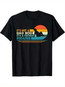 Funny Dad Gifts "It's Not A Dad Bod It's A Father Figure" T-Shirt - Black Retro Graphic Print, Regular Fit Casual Tee For Men, Humorous Father's Day & Holiday Gift, Gym & Outdoor Activities, Fathers Day Gift, Vintage Style Print, Nontransparent Material, Classic Design, Breathable Fabric, Printed Shirt, Men's Fashion, Perfect Birthday Christmas Mother's Day Gift Size Urban Streetwear Statement Piece With Edgy Graphic,Casual & Effortlessly Cool, Perfect For Any Occasion,Vintage-Inspired & Timeless Classic With A Modern Twist. - 黑色 - 查看 1