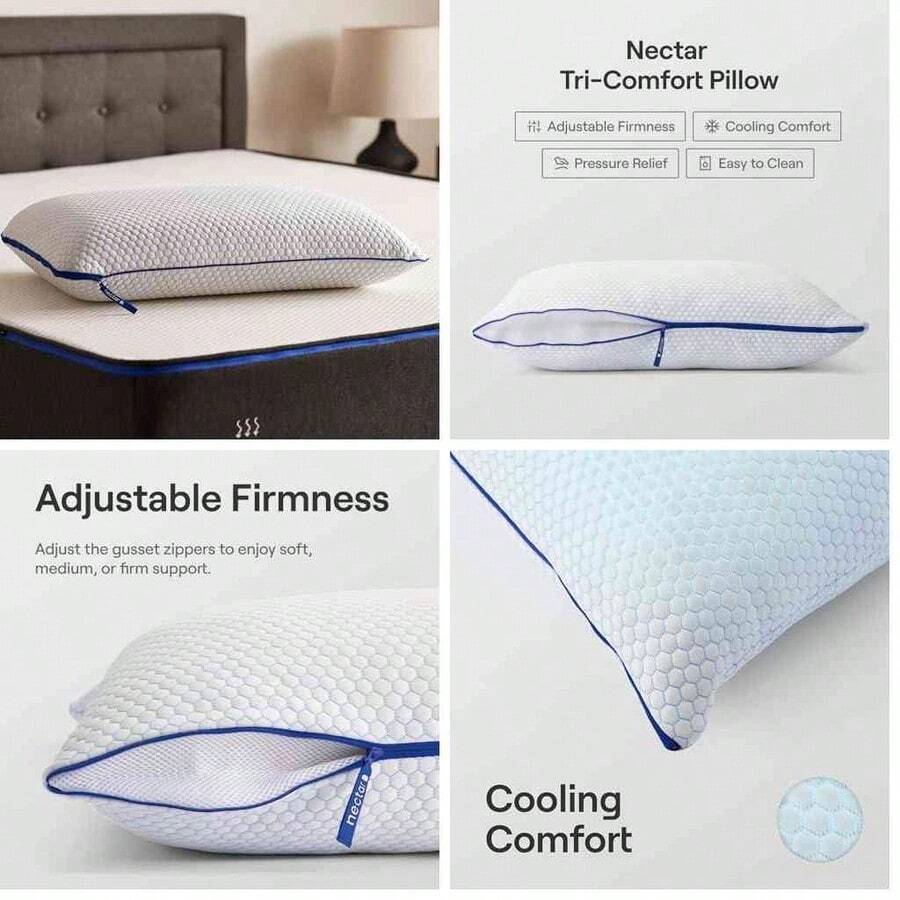 Tri-Comfort Almohada de refrigeracin  Soporte Ajustable y firmeza  Funda de refrigeracin  Alivio de presin  Ayuda a Reducir el Dolor de Cuello  Espuma viscoelstica Premium y - estándar - Ver 1
