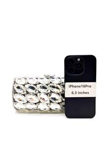 奢华镂空钻石晚宴包，闪耀珠宝设计手拿包，全银色水晶宴会派对手提包，适合婚礼新娘女士晚宴礼品钱包 - 銀色 - 查看 5