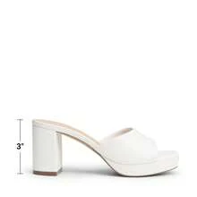 Women Minimalist Open Toe Heeled Mule Sandals Slip On, Thick Heel Casual High Heel Sandals For Outdoor Spring/Summer - 白色 - 查看 5