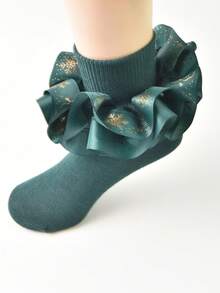 3 Pairs Girls' Ruffle Christmas Princess Dance Socks - Multicolor - View 5